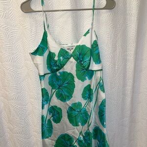 Diane Von Furstenberg White and Green Floral Dress